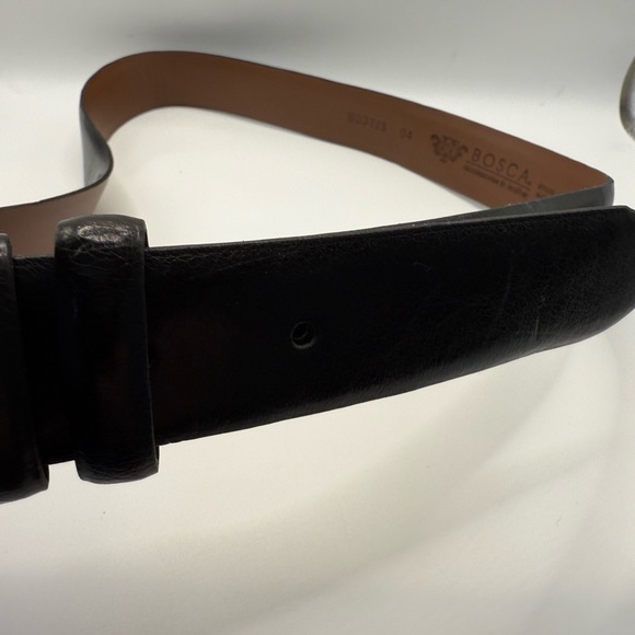 Bosca Men’s Black Leather Belt Size 32 Canada Genuine Leather Classic Dress - Picture 7 of 11
